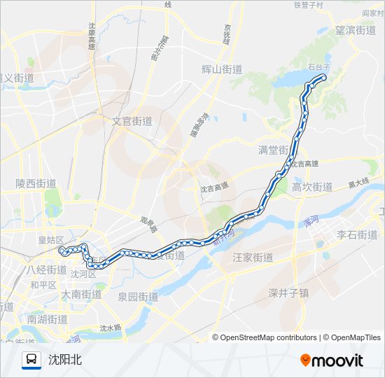 公交168北线路的线路图