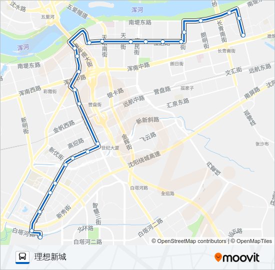 浑南新区一线 Bus Line Map