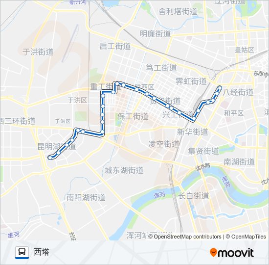铁西新区一线 Bus Line Map