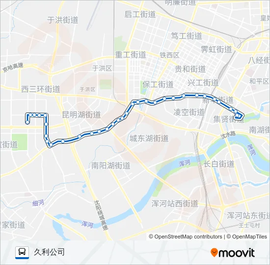 公交铁西新区二路的线路图