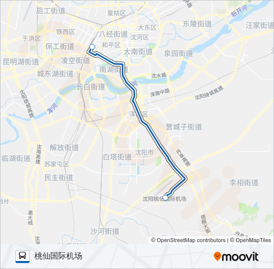 公交机场巴士2号路的线路图