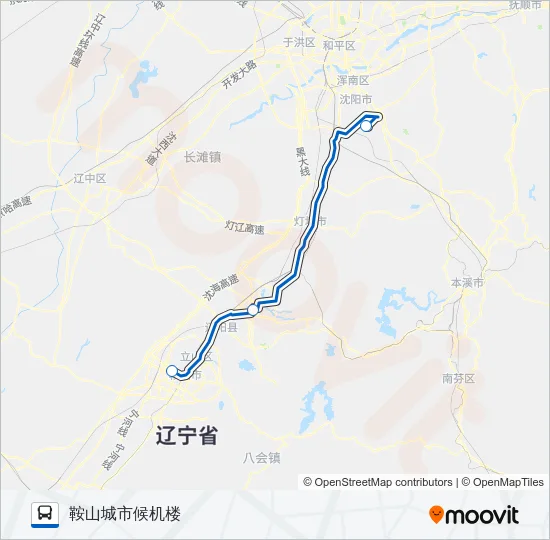 公交机场巴士鞍山路的线路图