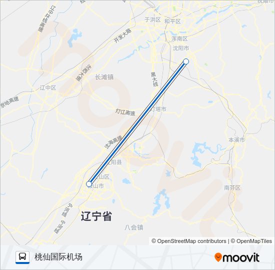 公交机场巴士鞍山路的线路图