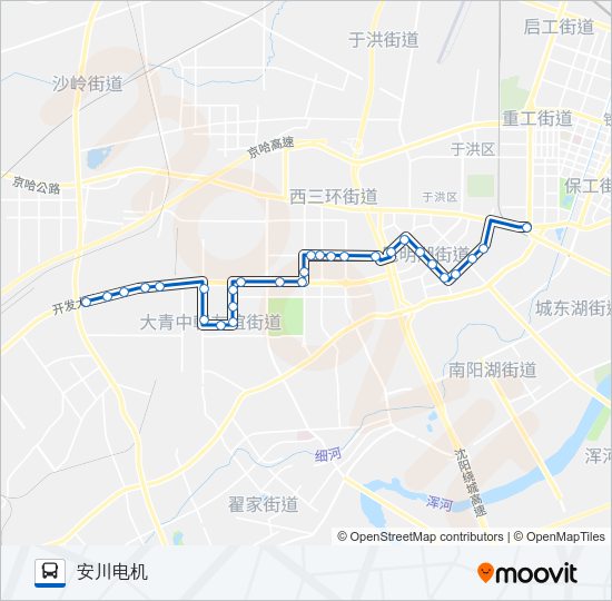 公交铁西新区产业一路的线路图