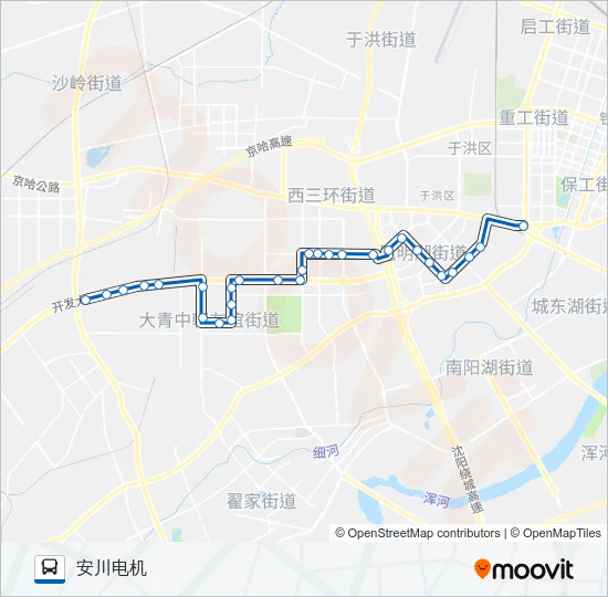 铁西新区产业一线 Bus Line Map
