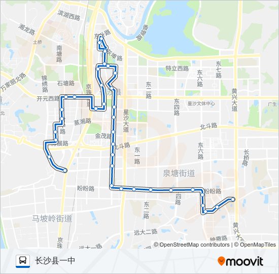 公交星沙101路的线路图