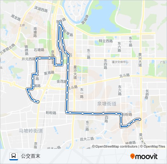 公交星沙101路的线路图