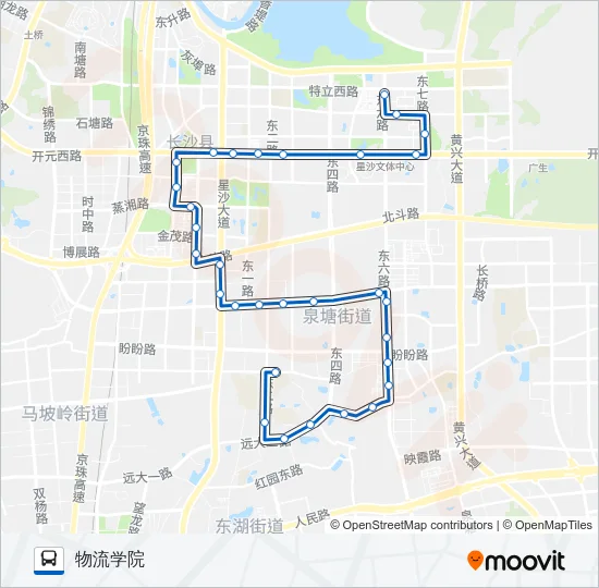 公交星沙102路的线路图