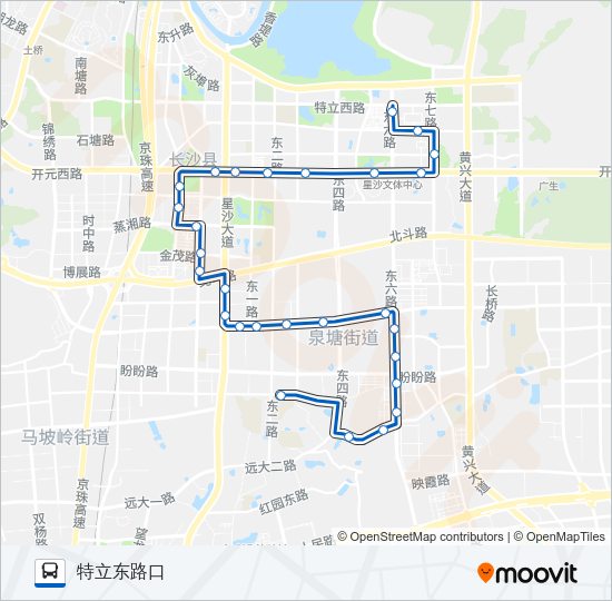 星沙102路 Bus Line Map