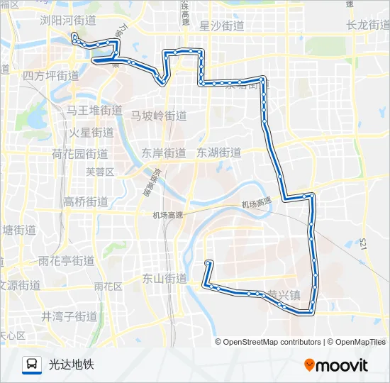 星沙105路 Bus Line Map