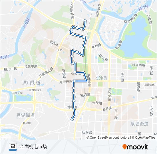 公交星沙206路的线路图
