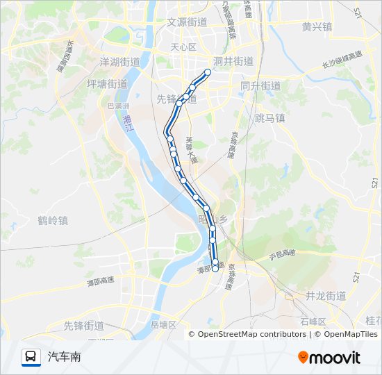 公交长株潭101路的线路图