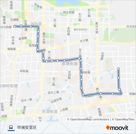 星沙102区间线 bus Line Map