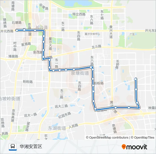 星沙102区间线 Bus Line Map