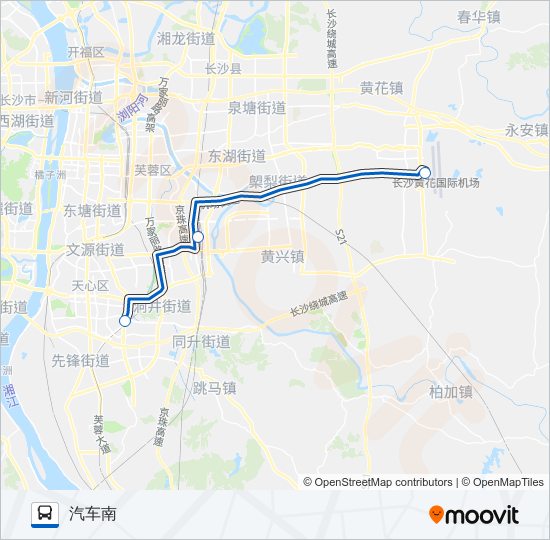 公交机场快(南站线)路的线路图