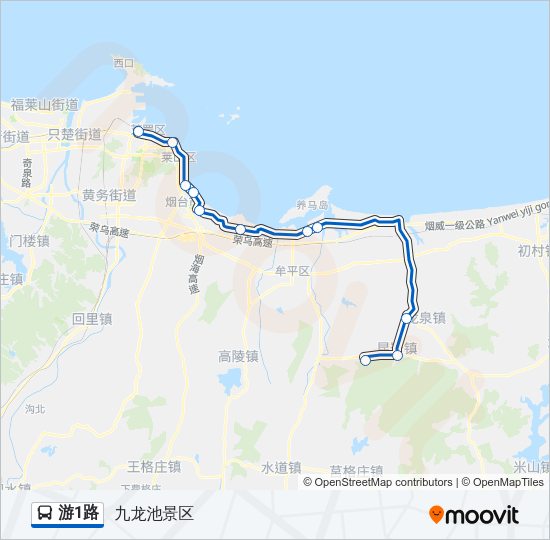 公交游1路的线路图