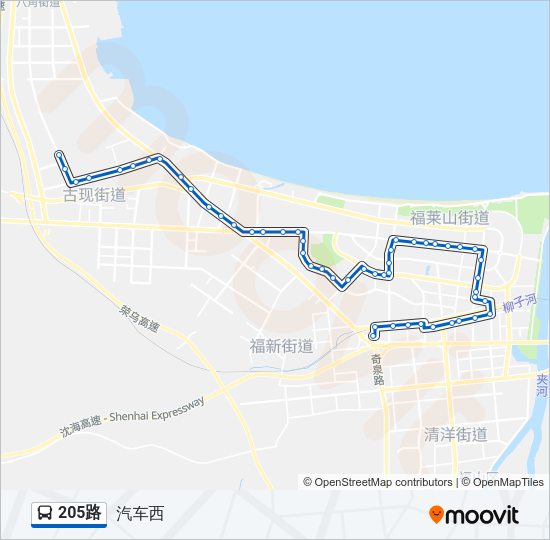 公交205路的线路图