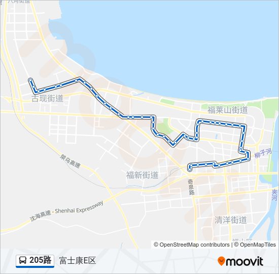 公交205路的线路图