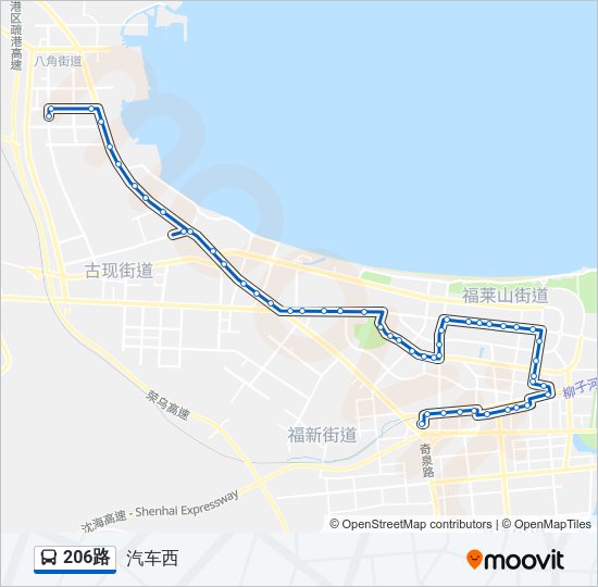 公交206路的线路图