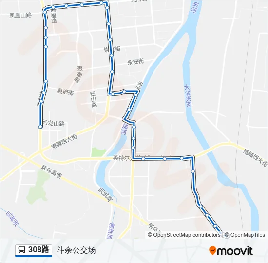 公交308路的线路图