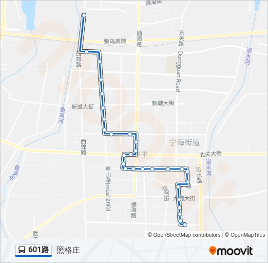 公交601路的线路图