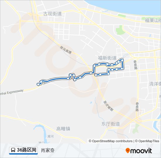 公交36区间路的线路图