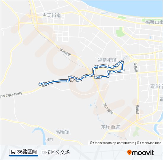 公交36区间路的线路图