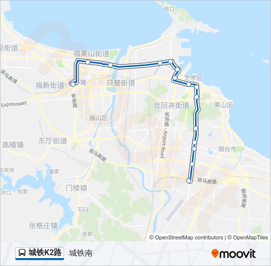 公交城铁K2路的线路图