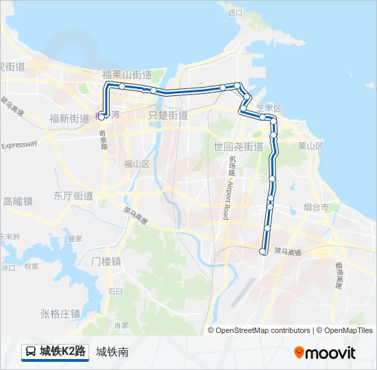 城铁K2路 Bus Line Map