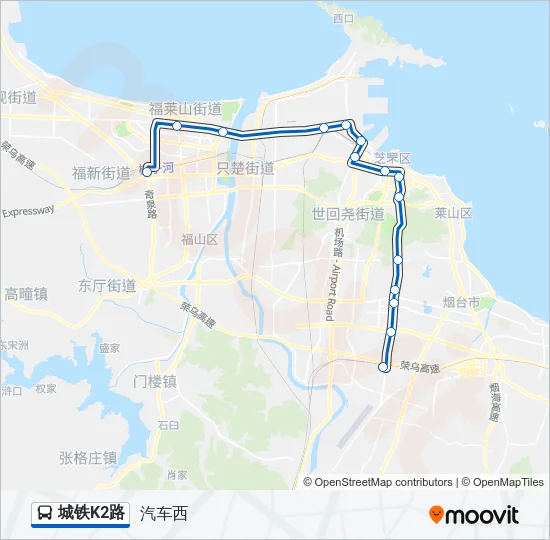 城铁K2路 Bus Line Map