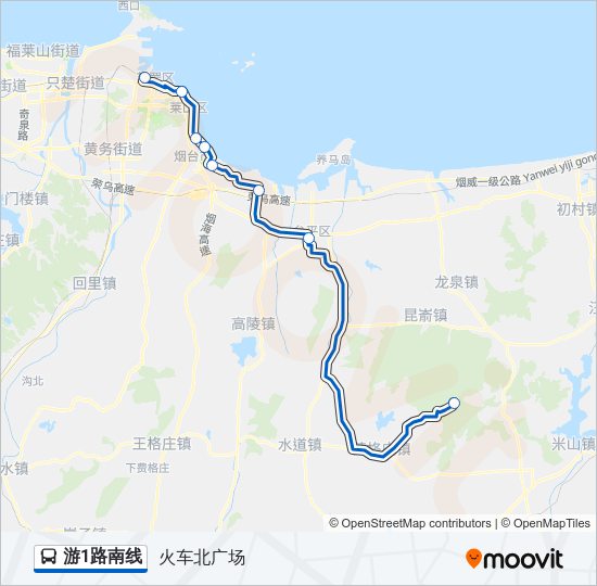 公交游1南线路的线路图