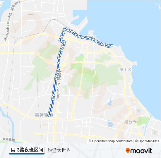 3路夜班区间 Bus Line Map