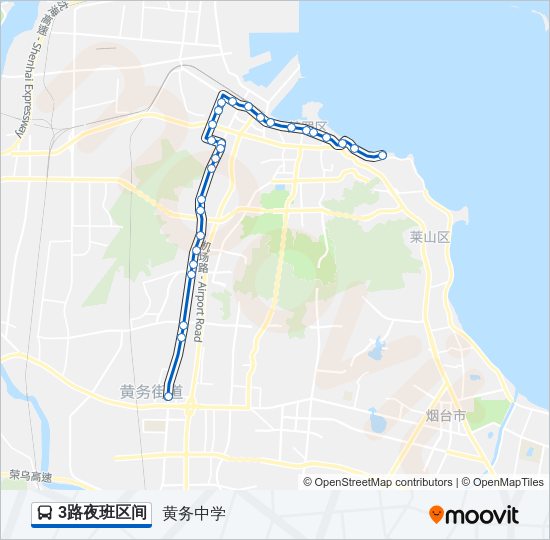 3路夜班区间 Bus Line Map