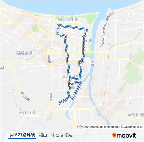 公交521环线路的线路图