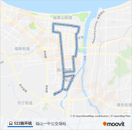 公交522环线路的线路图