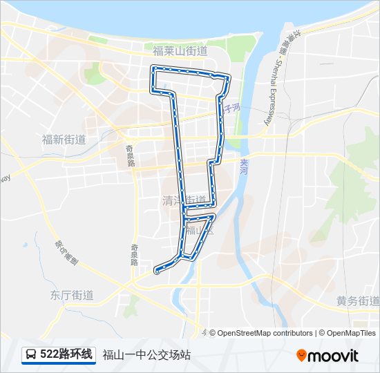 公交522环线路的线路图