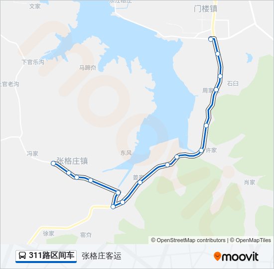 公交311区间车路的线路图