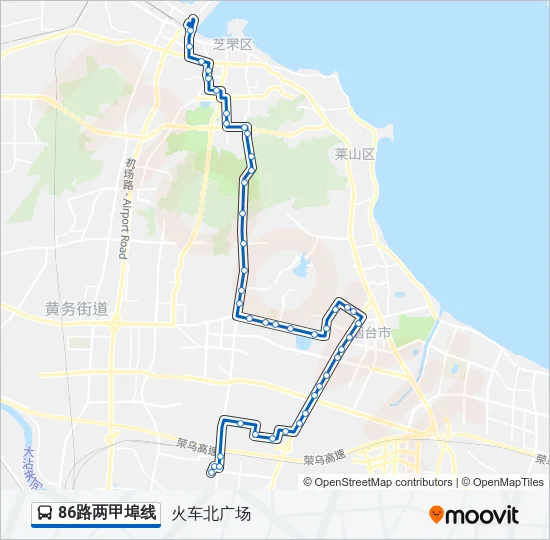 公交86两甲埠线路的线路图