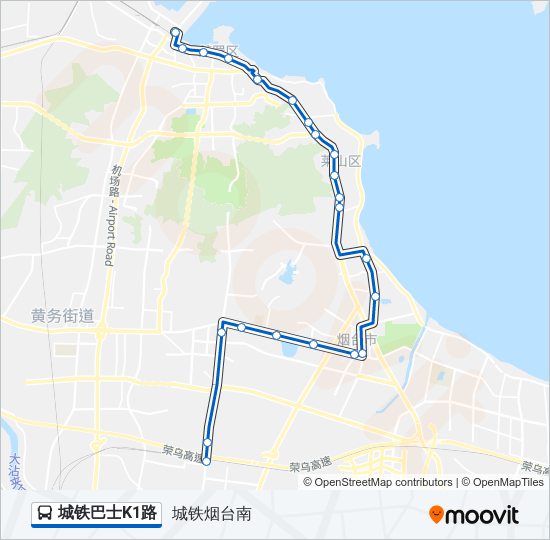 公交城铁巴士K1路的线路图