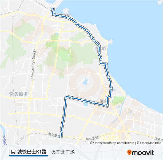 公交城铁巴士K1路的线路图