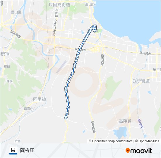公交55(院格庄)路的线路图
