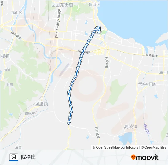 55路(院格庄) Bus Line Map