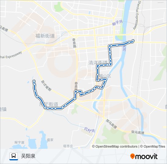 公交303吴阳泉定点线路的线路图