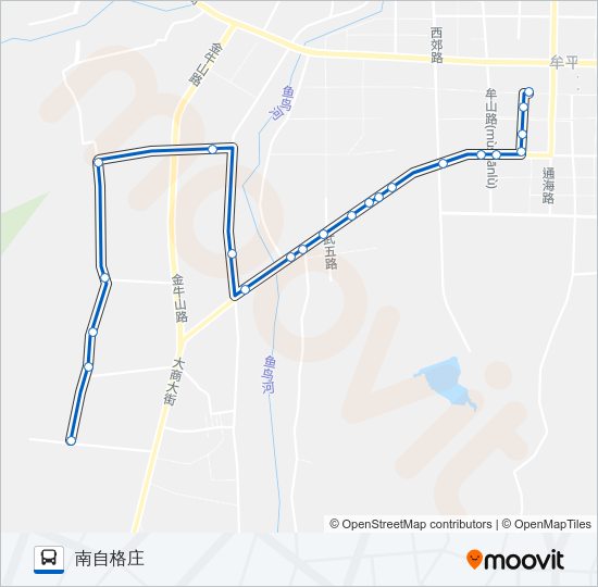 公交602南自格庄定点线路的线路图