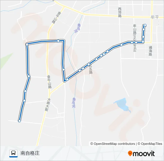 公交602南自格庄定点线路的线路图