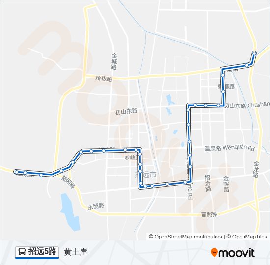 公交招远5路的线路图