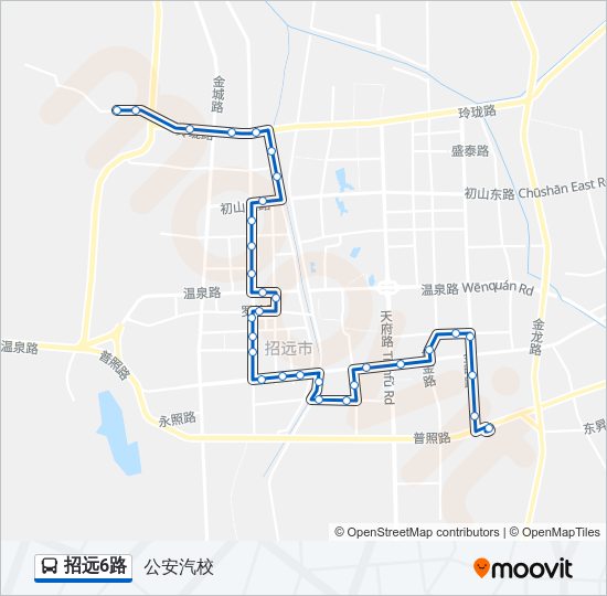 公交招远6路的线路图