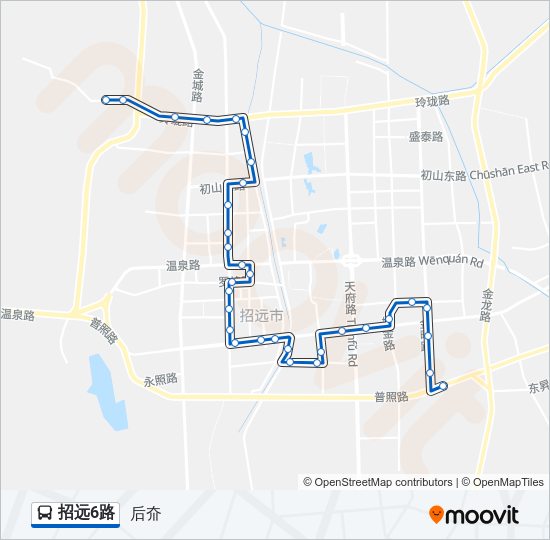 公交招远6路的线路图