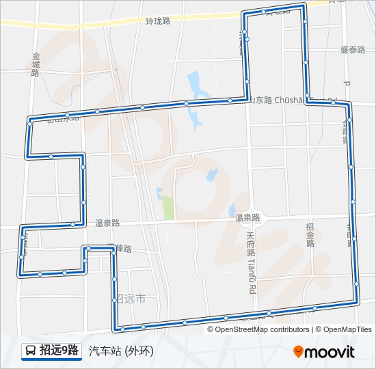 公交招远9路的线路图