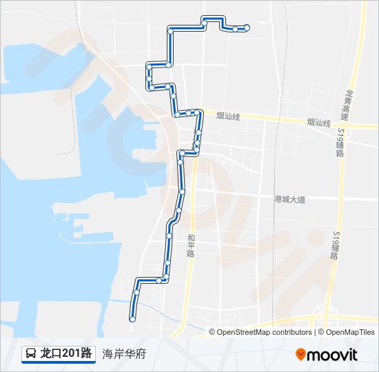 公交龙口201路的线路图